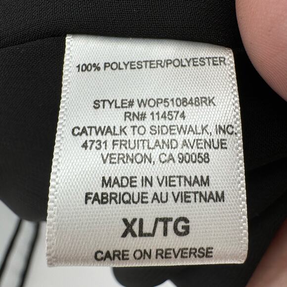 Pleione Black Chiffon Blouse Top Womens XL Ruffle Collar Tie Front Short Sleeve - Picture 9 of 12